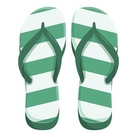 Pair Of Green And White Striped Flip Flops Showing Summer Vibes