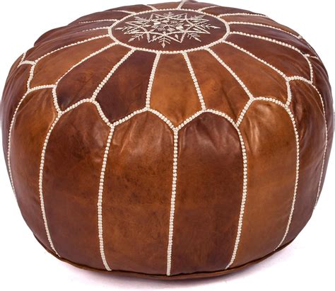 Amazon Handmade Moroccan Genuine Leather Pouf Ottoman Cover