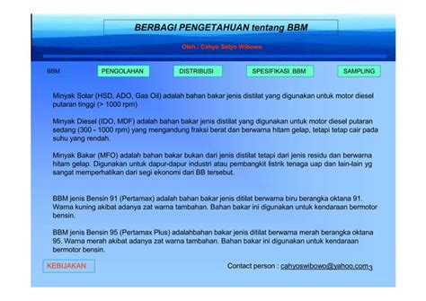 Berbagi Pengetahuan Bahan Bakar Minyak Di Indonesia PPT