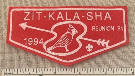 1994 OA ZIT KALA SHA Lodge 123 Order Of The Arrow FELT FLAP PATCH KY