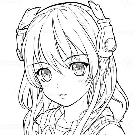 anime girl coloring pages  stock photo  vecteezy