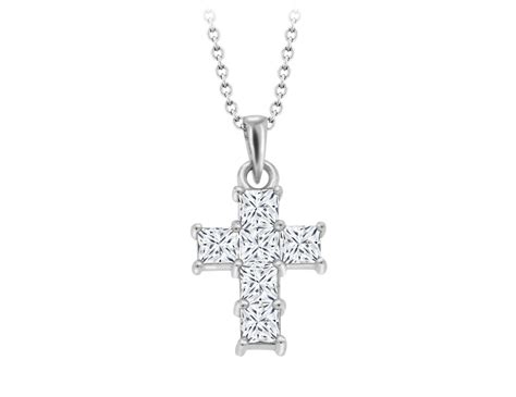 Princess cut diamond cross in 18k white gold. | AHEE Jewelers