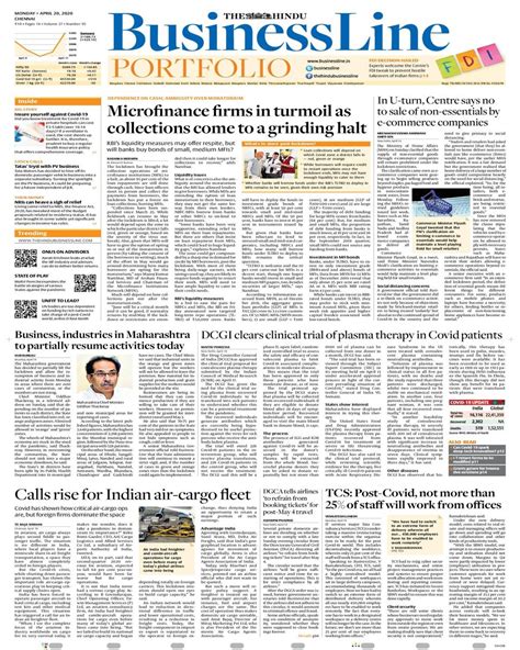 The Hindu Business Line April 20 2020 Newspaper