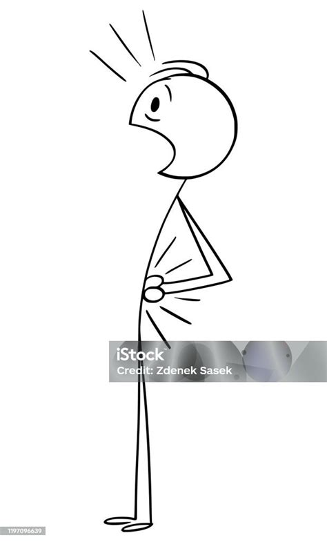 Vector Cartoon Illustration Of Man Suffering Pain Or Backache And