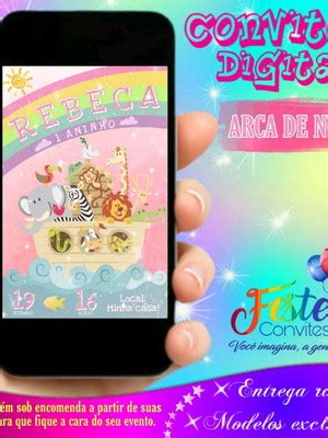 Convite Digital Arca De Noe Menina Compre Produtos Personalizados No Elo7