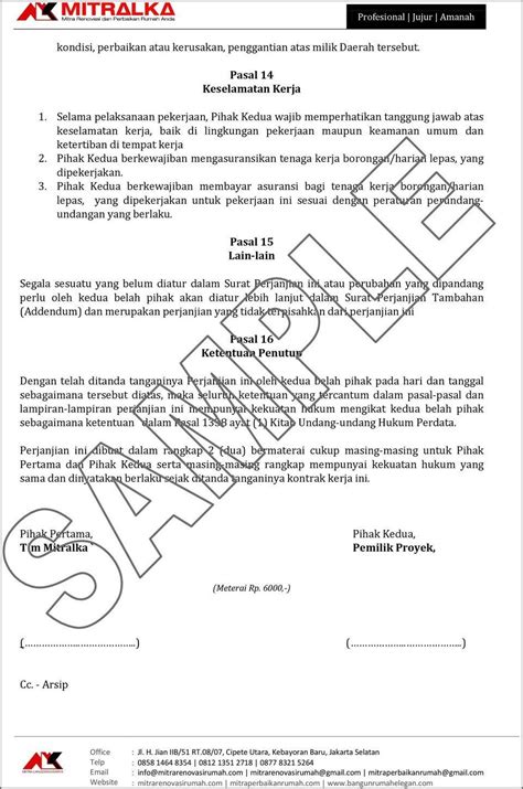 Contoh Surat Perjanjian Proyek Kerja Surat Lamaran Kerja Desain