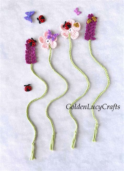 Crochet Flower Bookmarks Goldenlucycrafts