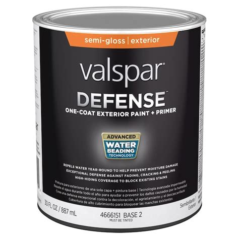 Valspar Defense Semi Gloss Base 2 Tintable Latex Exterior Paint Primer 1 Quart 007 4666151