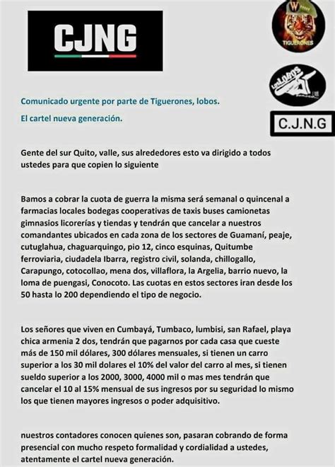 Alerta Ecuador On Twitter Atenci N Mediante Comunicado Bandas