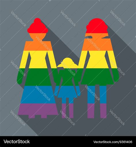 Lesbian Couple With Baby Girl Icon Flat Style Vector Image