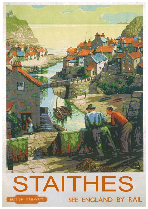 Vintage Railway Art Poster Staithes Ebay