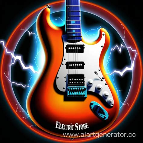 Vibrant Electric Guitar Store Logo Design | AI Art Generator