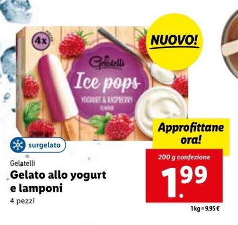 Gelatelli Gelato Allo Yogurt E Lamponi 4 Pezzi 200 G Offerta Di Lidl