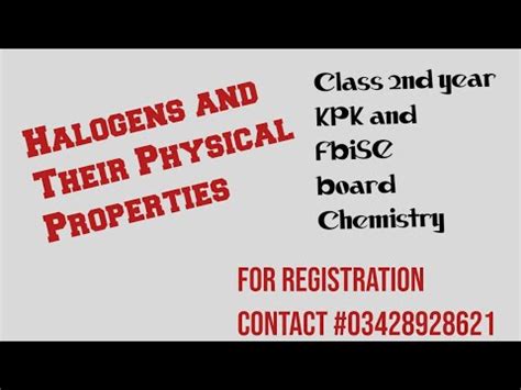 Halogens And Their Physical Properties F Sc Part Chemistry Kpk