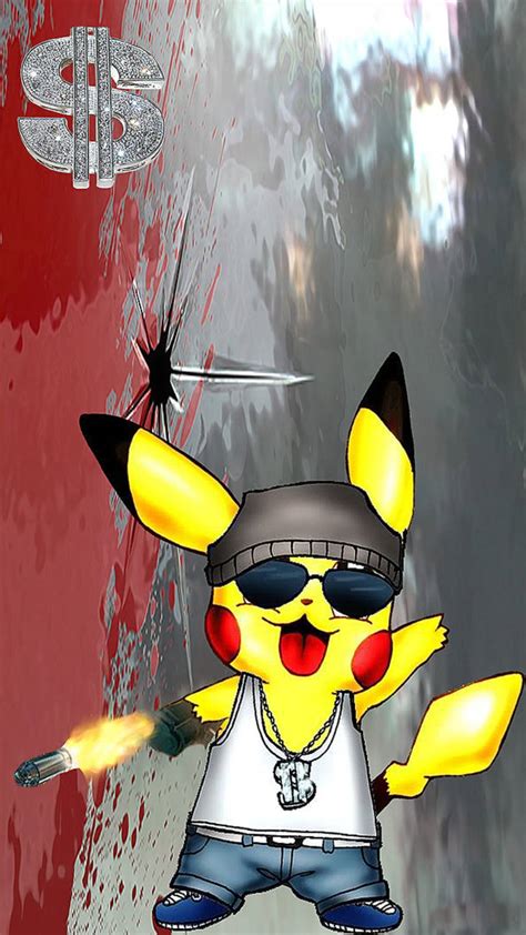 Download Pikachu Embraces the Gangster Vibe in Cartoon Art Wallpaper ...