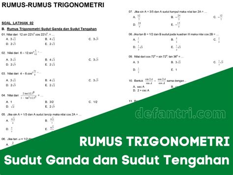 Rumus Trigonometri Sudut Ganda Dan Sudut Pertengahan Dilengkapi Soal