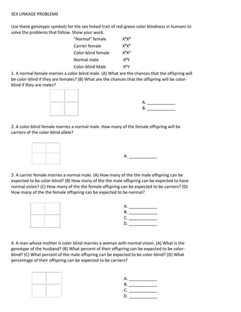 Sex Linkage Problem Worksheet 01