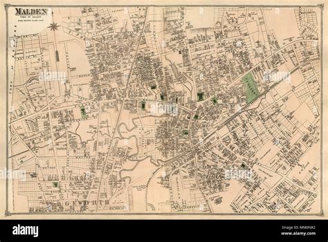 Map of Malden. 1875 Stock Photo - Alamy