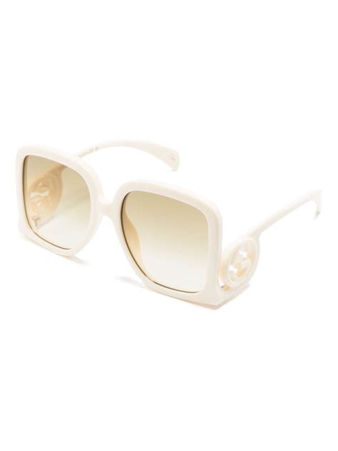 Gucci Eyewear Interlocking G Oversize Frame Sunglasses White Farfetch