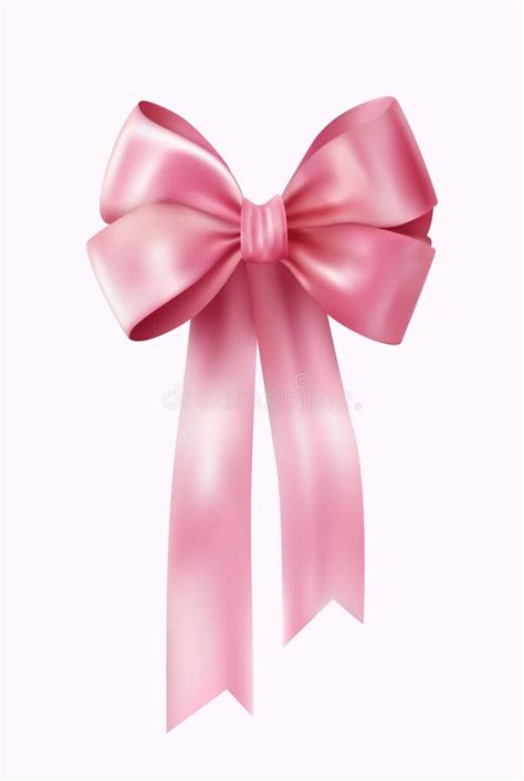 Red Bow And Ribbon Isolated On White Background Template For Greeting Card Poster Or