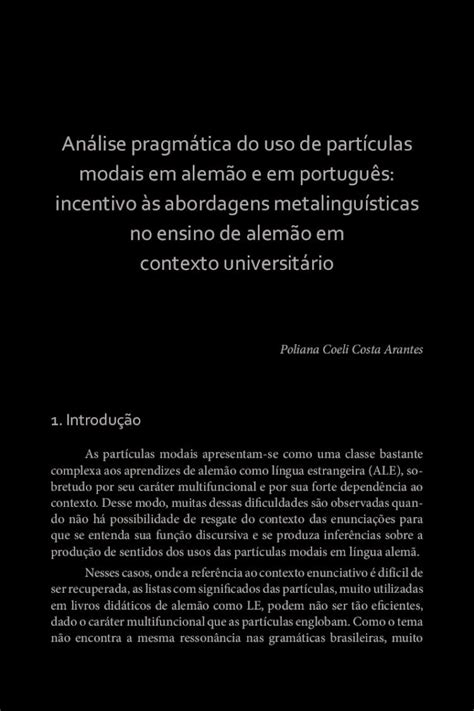 PDF Análise pragmática do uso de partículas modais em alemão e