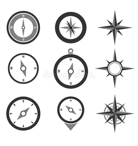 Navigation Compasses Icons Set Stock Vector Illustration Of Fully Black 44416642