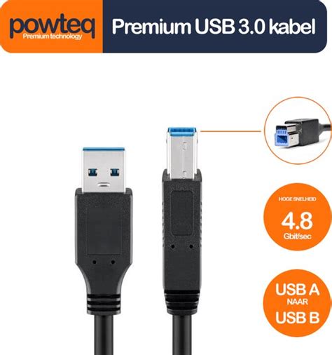 Powteq Cm Premium Usb Kabel Usb A Naar Usb B Bol