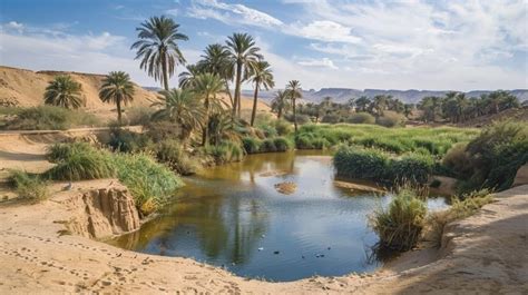 desert oasis view image desert oasis palms   stockcake