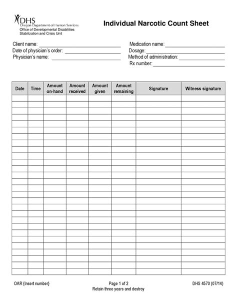 Printable Narcotic Count Sheet Fill Online Printable Fillable Hot Sex