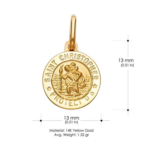 14K Gold St Christopher Religious Pendant