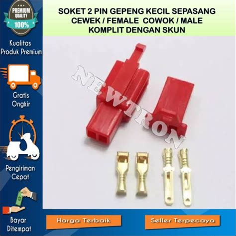 Isi Set Soket Pin Kecil Set Komplit Dengan Skun Warna Merah