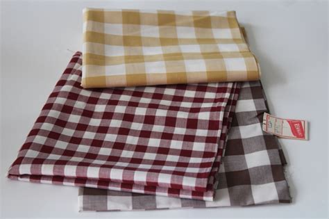 Vintage Gingham Fabric Woven Large Checks Checkered Cotton Primitive