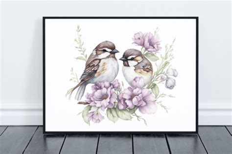 A Beautiful Watercolor Sparrow Couple Graphic By Creative Designs