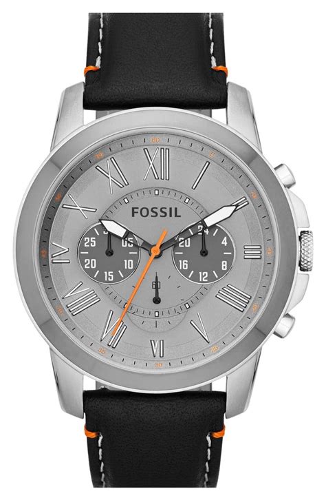 Fossil Grant Chronograph Leather Strap Watch 44mm Nordstrom