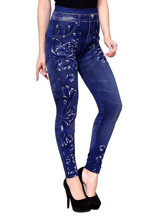 Womens Denim Printed Jeggings Free Size 28 To 34 Waist