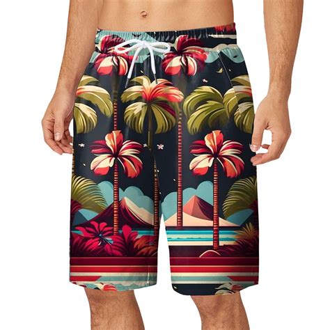 Pzocapte Fourth Of July Mens Board Shorts For Swimming Plus Mens Swim