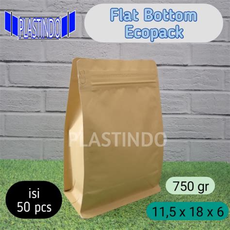 Jual Isi 50 Pcs FLAT BOTTOM ECOPACK 750z FB Kpack Kemasan Kopi