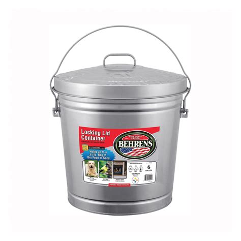 Behrens 6106 Kit Locking Lid Can 6 Gal Capacity Galvanized Steel Silver Vorg6465751 6106