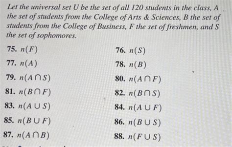 Solved Let The Universal Set U Be The Set Of All 120