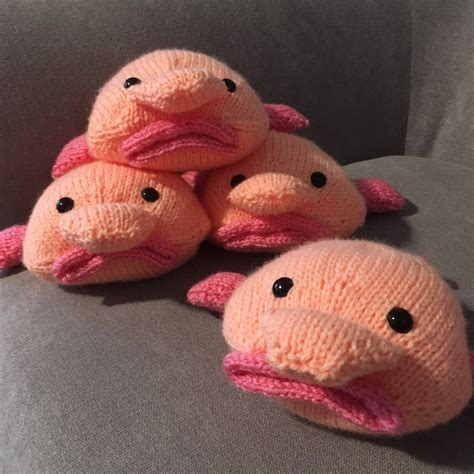 Knit Blobfish Plushie Stuffed Toy Custom Color Etsy