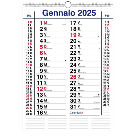 Calendario 2025 Olandese Da Muro Mensile Con Santi Lune E Settimane