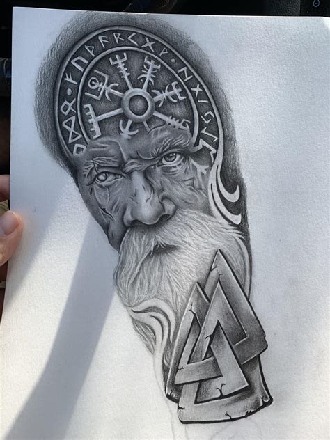 Odin tattoo design in progress, me, 2021 : r/Artists