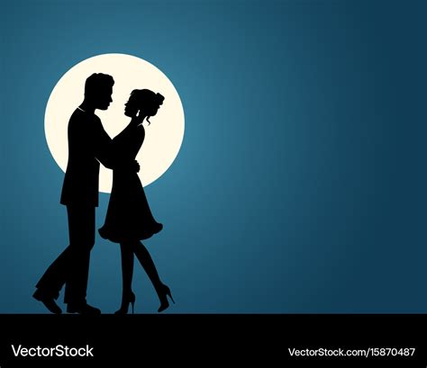 Silhouettes Of A Couple In Love Royalty Free Vector Image