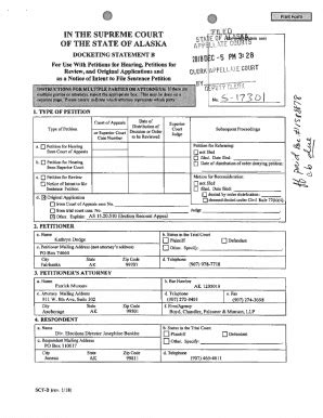 Fillable Online Docketing Statement B Kathryn Dodge V Lt Gov Kevin