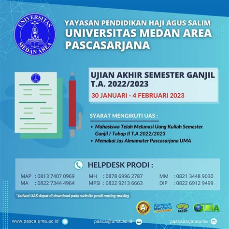 UJIAN AKHIR SEMESTER UAS PASCASARJANA UNIVERSITAS MEDAN AREA T A 2022