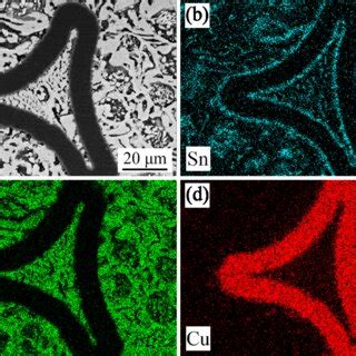 Microstructure And Element Mapping Of The Snbi P Cu Cu Solder Bulk