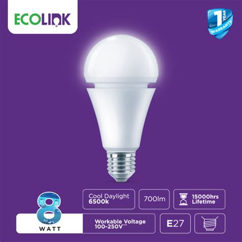 Promo Ecolink Lampu Bohlam Emergency LED Rechargeable Senter 8W Putih