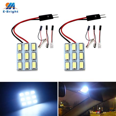 50pcs LED Panel Light 5730 9 SMD 12V DC With T10 BA9S Festoon Adapters