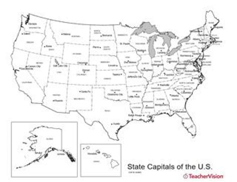 Printable States Map With Capitals