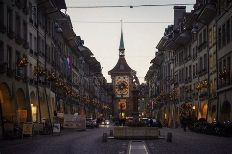 The Beautiful Old Town of Bern at Night Editorial Stock Image - Image ...